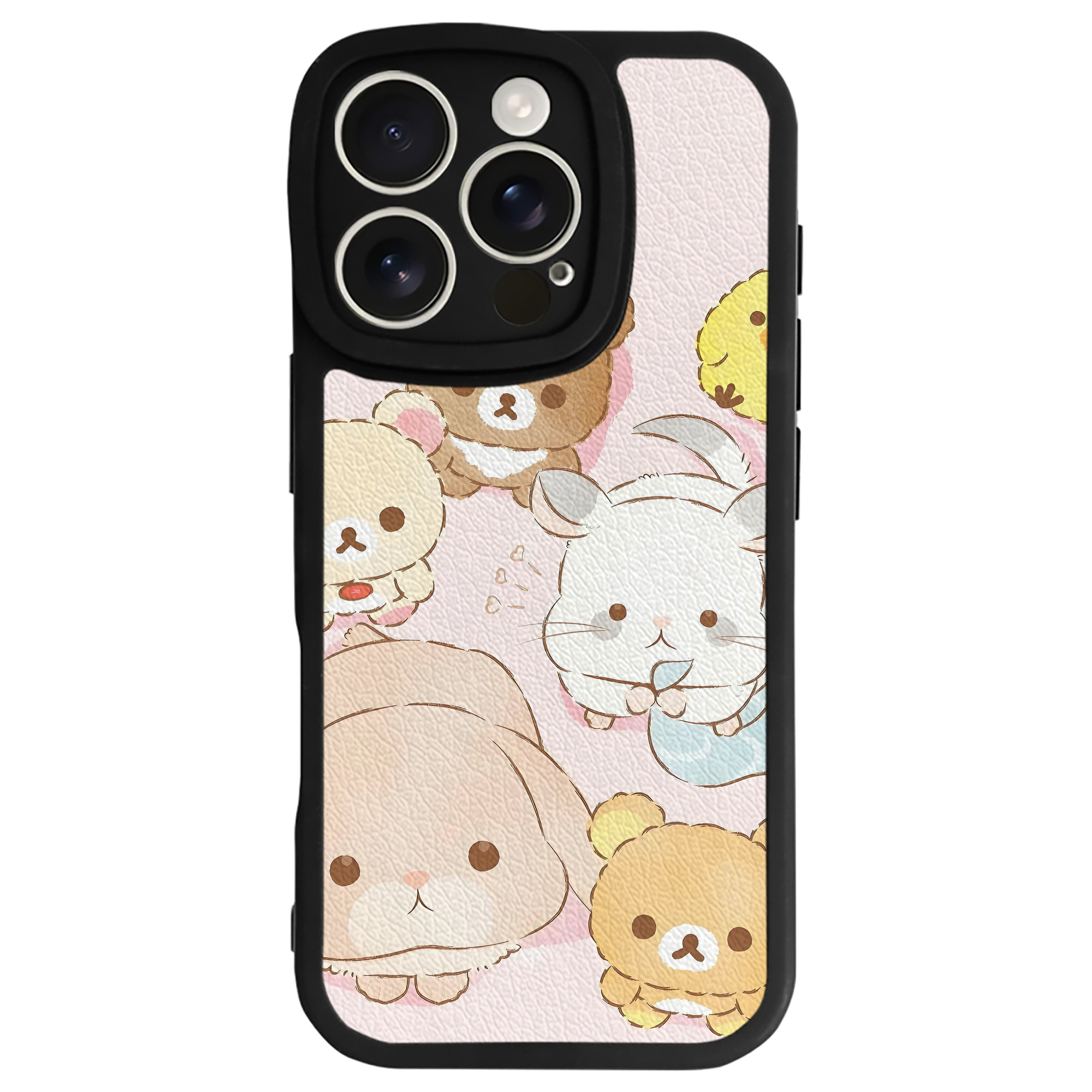 （画像用） リラックマ リラックマ キイロイトリ Rilakkuma Korilakkuma Kiiroitori 【iPhone 16シリーズ対応】シリコンスマホケース（レザー調） 材質：シリコン